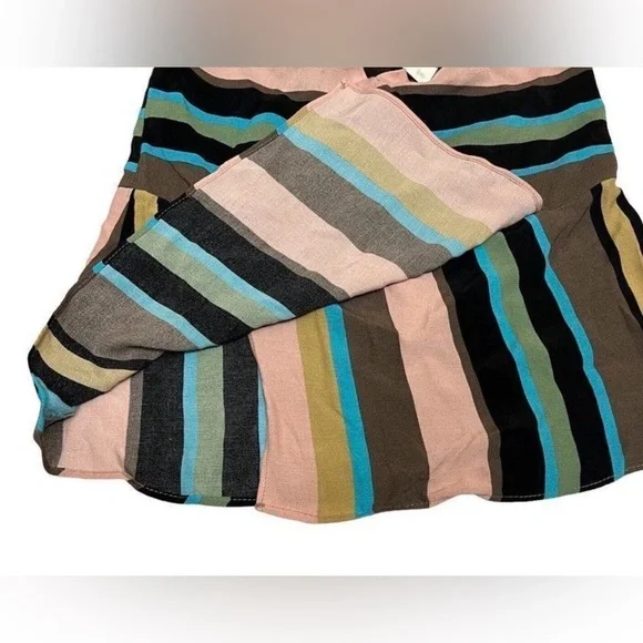NWT Zara Colorful Striped Wrap Peplum Cami Tank Top Blouse XS V-Neck Open Back - Picture 10 of 13